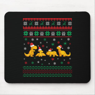 Dinosaur Dino Chicken Nuggets Ugly Christmas Pajam Mouse Pad