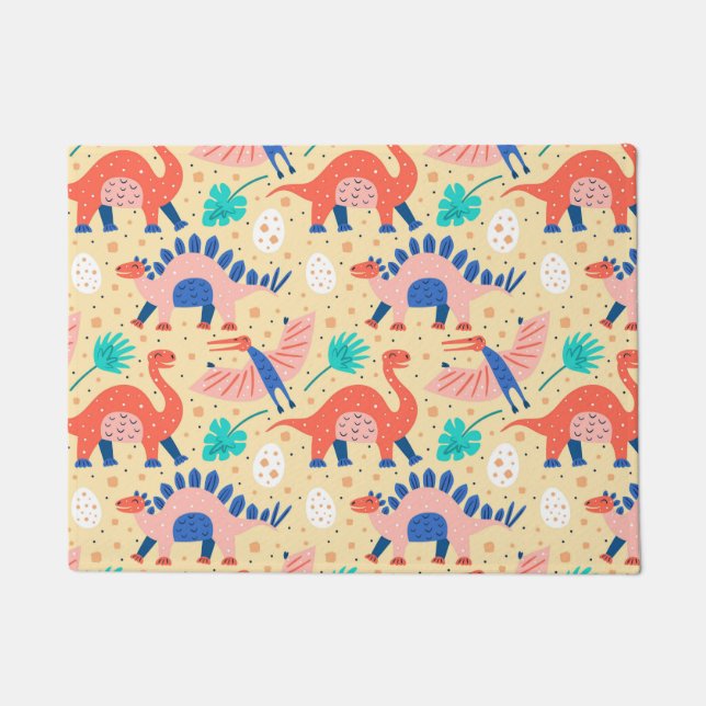 Dinosaur Dino Eggs Brontosaurus Pattern Doormat (Front)