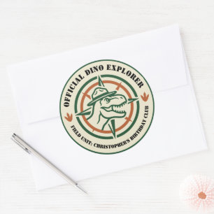 Dinosaur Dino Explorer Birthday Classic Round Sticker