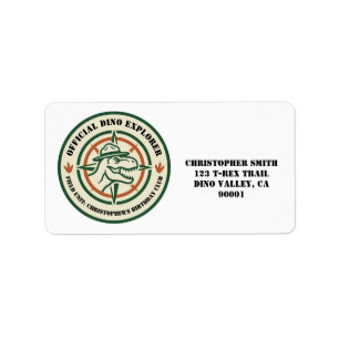 Dinosaur Dino Explorer Birthday Label