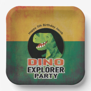 Dinosaur Dino Explorer Birthday Party Paper Plate