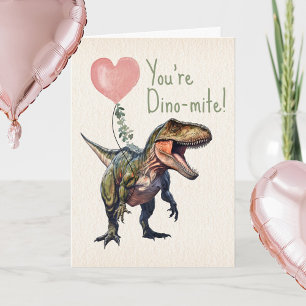 Dinosaur Dino-mite Classroom Valentine Card