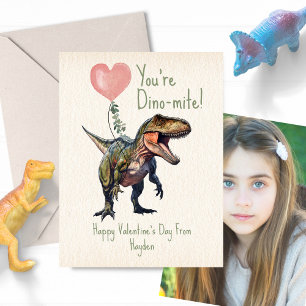 Dinosaur Dino-mite Classroom Valentine Photo Postcard