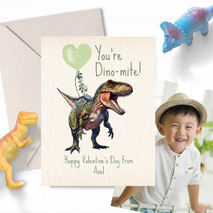Dinosaur Dino-mite Green Classroom Valentine Photo Postcard