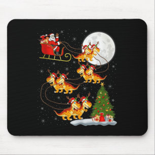 Dinosaur Dino Santa Sleigh Flying Funny Magical Ch Mouse Pad