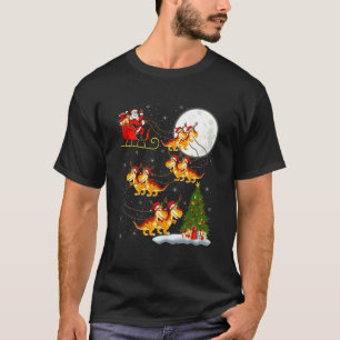 Dinosaur Dino Santa Sleigh Flying Funny Magical Ch T-Shirt