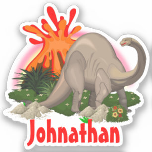 Dinosaur DIY name cartoon island volcano rainbow 