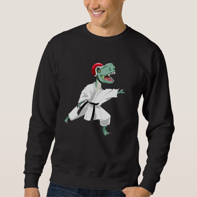 Dinosaur doing Karate Samurai Ninja Sweatshirt (Front)