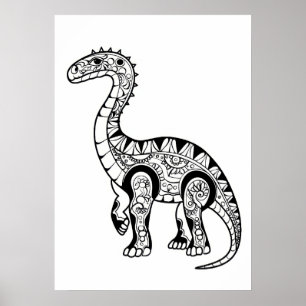 Dinosaur doodle sketch art. poster