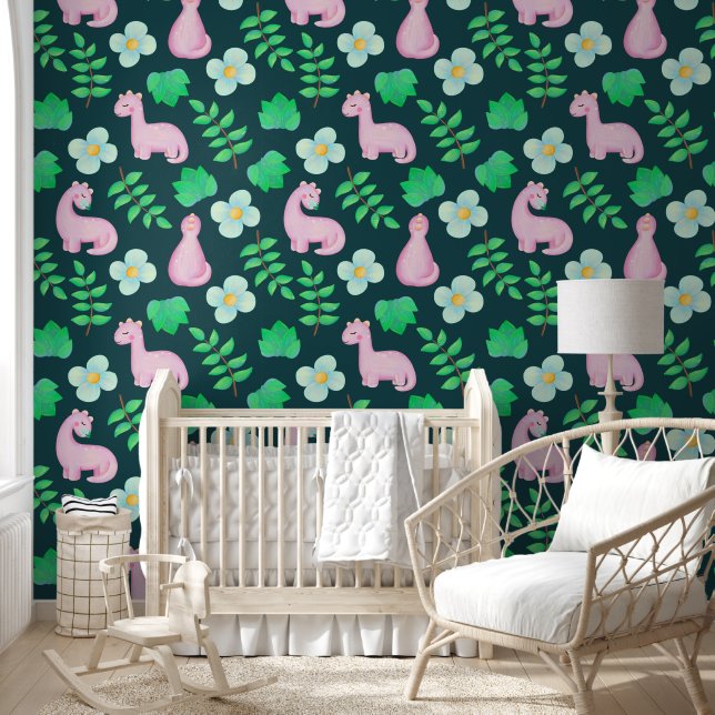 Dinosaur Dreams in the Dark Forest Wallpaper (Kids)