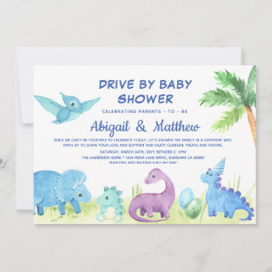 Dinosaur Drive By Baby Shower Cute  Announcement