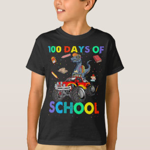 Dinosaur Drive Truck 100 days of School Kids Boys T-Shirt