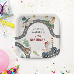 Dinosaur Driver Party Animals Kids Birthday Paper Plate<br><div class="desc">Our "Dinosaur Driver" collection for your nature theme kids birthday party with very cute dinosaur driver illustrations paired with nice typography. Check our store for more items from this collection.</div>