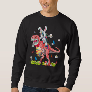 Dinosaur Easter Day Unicorn Riding T Rex Bunny Cos Sweatshirt