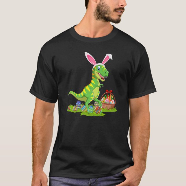 Dinosaur Easter Egg Hunting Bunny Dinosaur Easter  T-Shirt (Front)