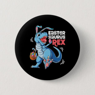 Dinosaur Easter Saurus T Rex Boys Girls Kids Bunny 6 Cm Round Badge