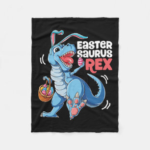 Dinosaur Easter Saurus T Rex Boys Girls Kids Bunny Fleece Blanket