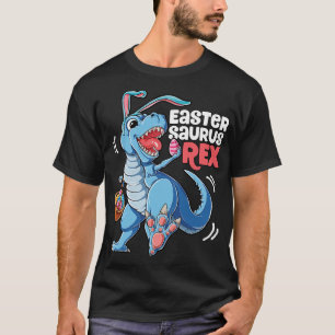 Dinosaur Easter Saurus T Rex Boys Girls Kids Bunny T-Shirt