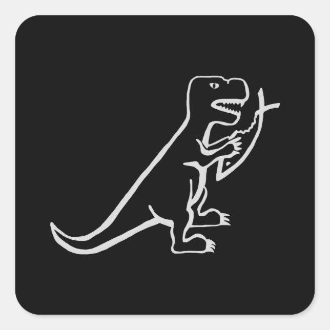 Dinosaur Eating Fish  Square Sticker (Front)