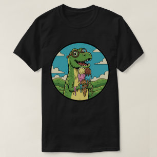 Dinosaur Eating Ice Cream Sweet Prehistoric Treat T-Shirt