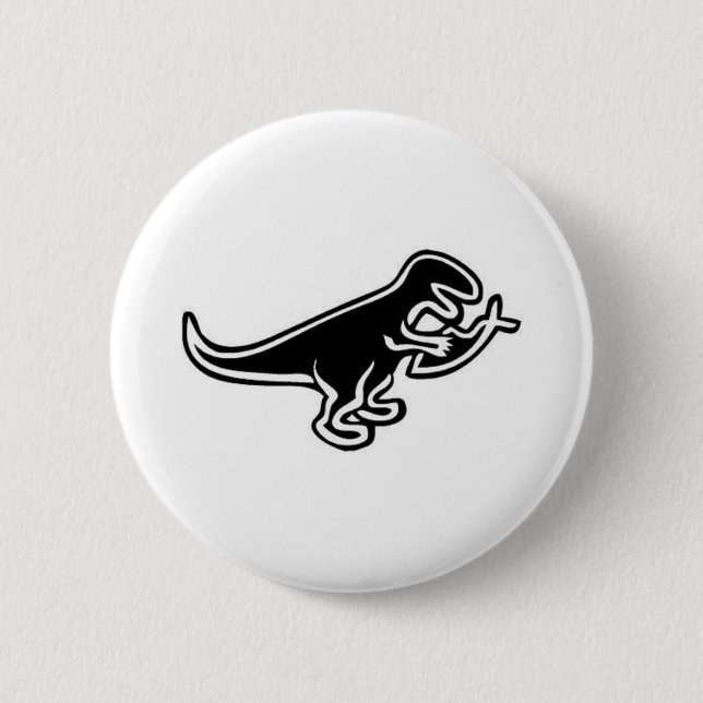 Dinosaur Eating Jesus Fish 6 Cm Round Badge (Front)