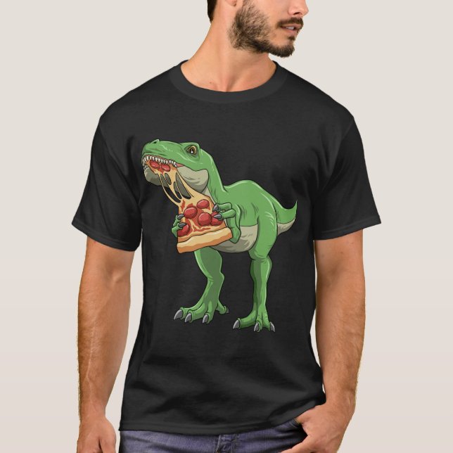 Dinosaur Eating Pizza T-Rex Pizza Lovers Pizzasaur T-Shirt (Front)