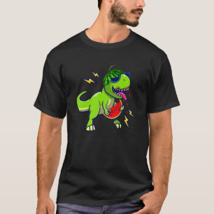 Dinosaur Eating Watermelon One In A Melon Rex Summ T-Shirt