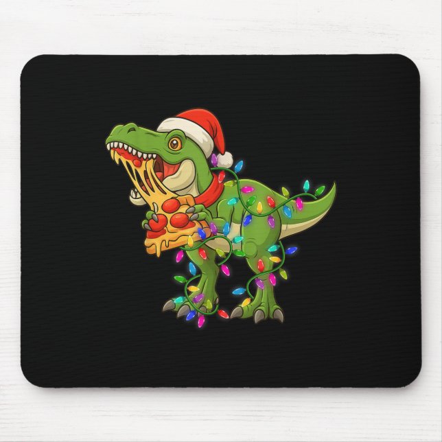 Dinosaur Eating Zza Santa Claus T-rex Funny Christ Mouse Pad (Front)