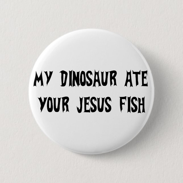 Dinosaur Eats Jesus Fish 6 Cm Round Badge (Front)