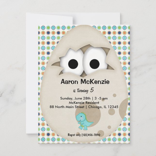 Dinosaur Egg Invitation (Front)