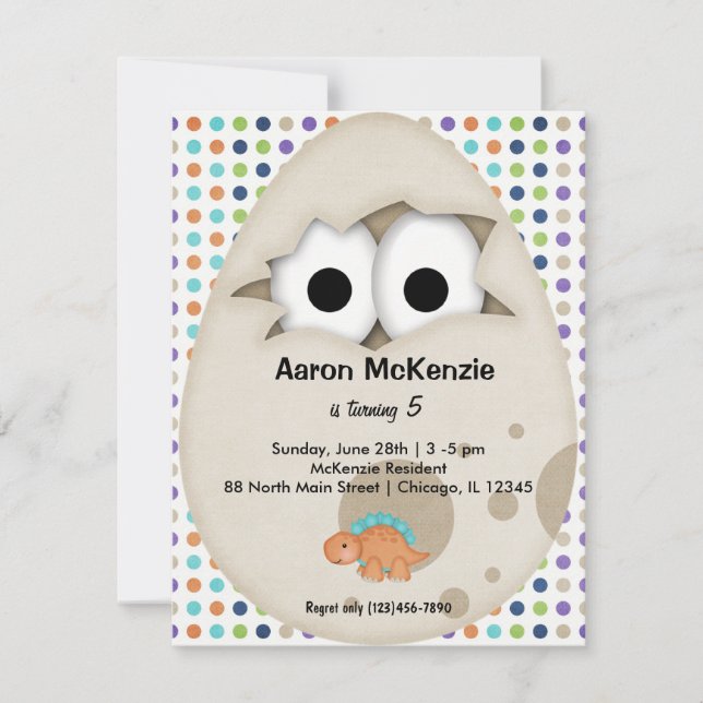 Dinosaur Egg Invitation (Front)