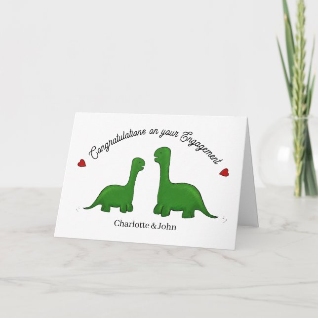 Dinosaur engagement congratulations  card (Front)