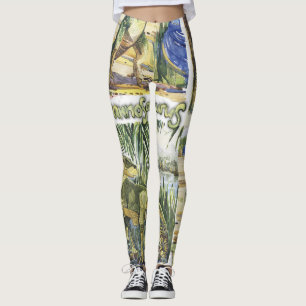 Dinosaur Era: Watercolor Landscape Illustration Leggings