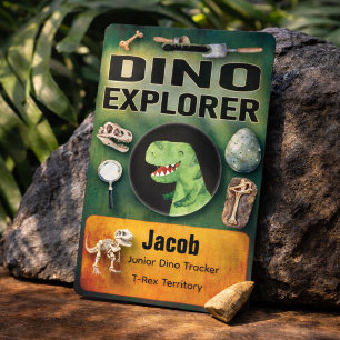 Dinosaur Explorer Badge for Kids Party ID Badge