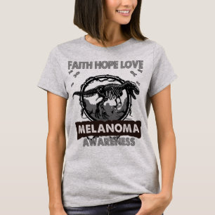 Dinosaur Faith Hope Love MELANOMA Awareness T-Shirt