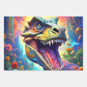 Dinosaur Fantasy T-Rex Wrapping Paper Sheet
