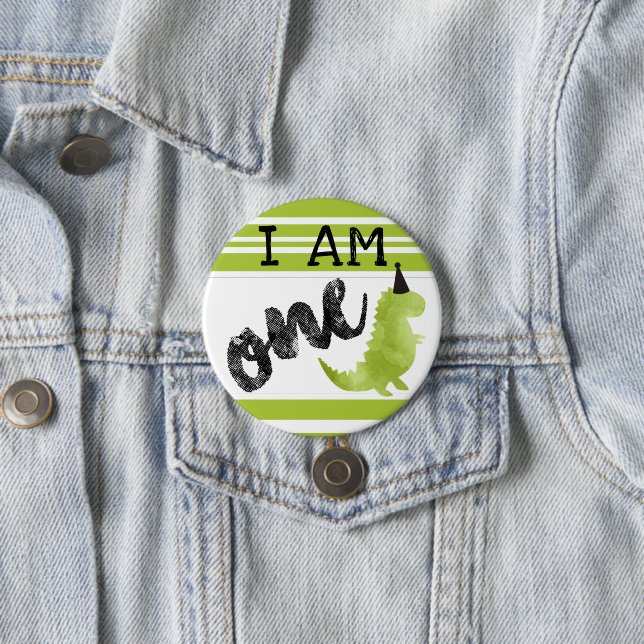 Dinosaur First Birthday Button Dinosaur Theme (In Situ)