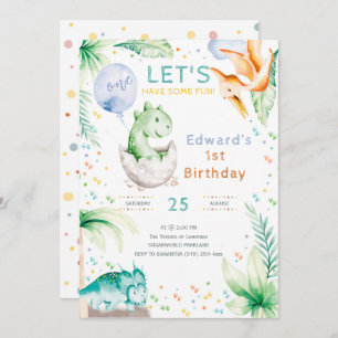 Dinosaur First Birthday invitation