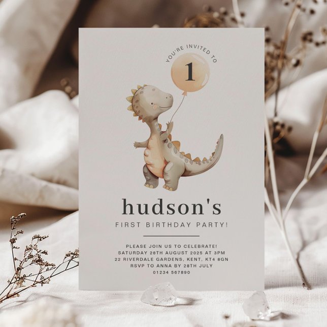 Dinosaur First Birthday Invitation Balloon (Creator Uploaded)