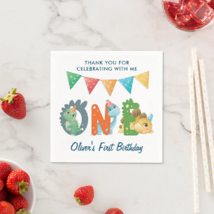 Dinosaur First Birthday  Napkin