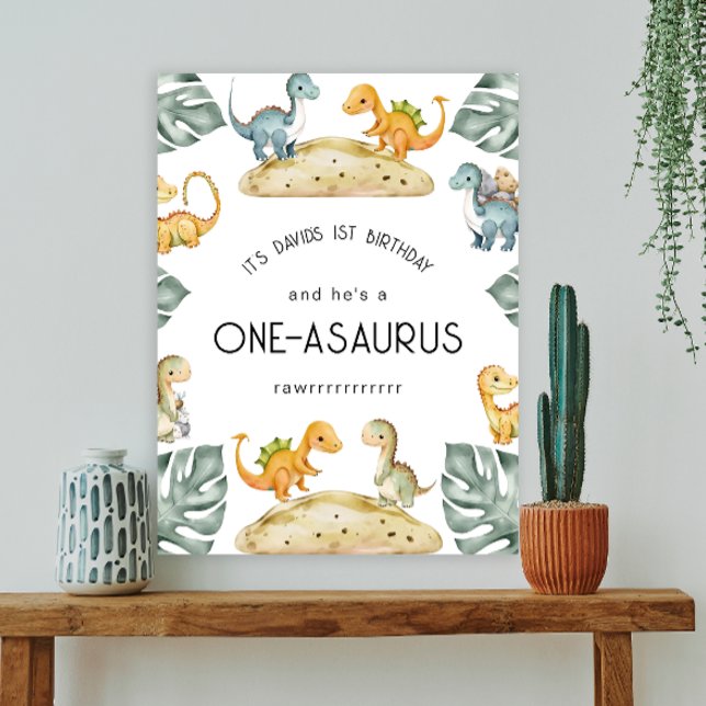 Dinosaur First Birthday Oneasaurus Party Poster (Creator Uploaded)