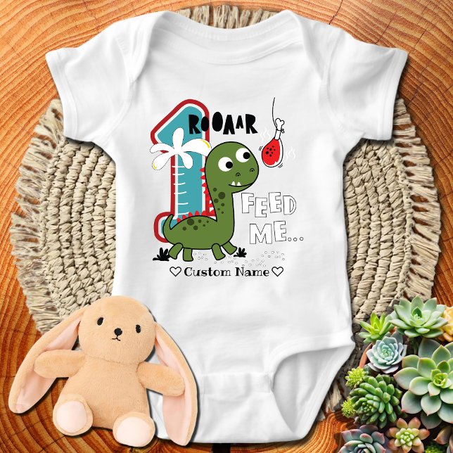 Dinosaur First Birthday Party  Baby Bodysuit (Creator Uploaded)
