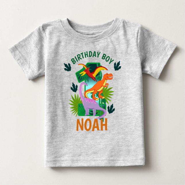 Dinosaur first birthday toddler tshirts (Front)