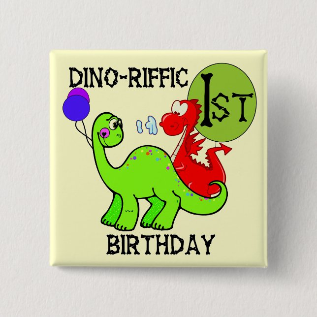 Dinosaur First Birthday Tshirts and Gifts 15 Cm Square Badge (Front)