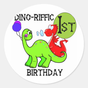 Dinosaur First Birthday Tshirts and Gifts Classic Round Sticker