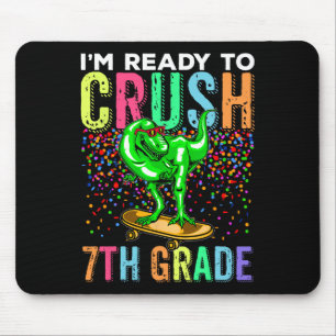 Dinosaur First Day Of School 7thgrade Skateboardin Mouse Pad