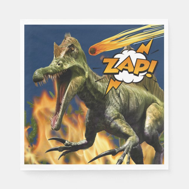 Dinosaur flames t-rex zap meteor fire boys napkin (Front)