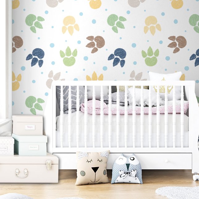 Dinosaur Footprints Pattern Kids Boy Colourful  Wallpaper (Dinosaur Footprints Pattern Kids Boy Colorful Wallpaper)