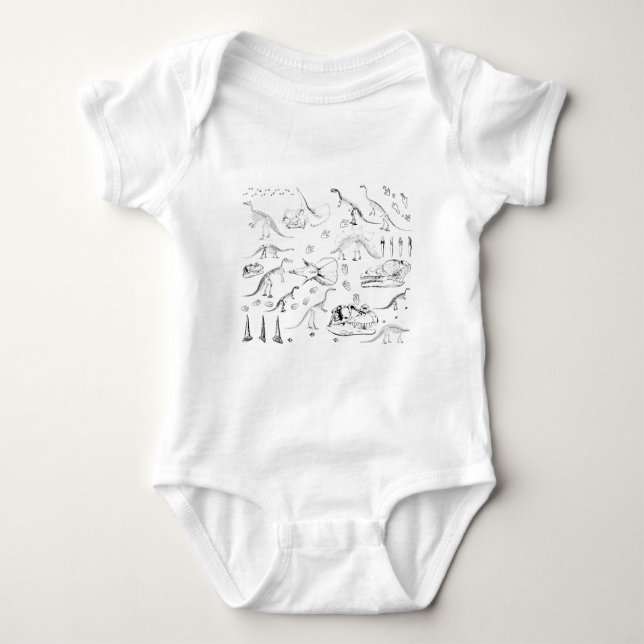 Dinosaur Fossil Bones Pattern Baby Bodysuit (Front)
