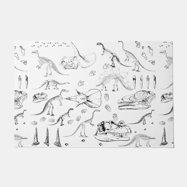 Dinosaur Fossil Bones Pattern Doormat (Front)